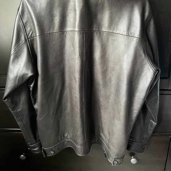 Polo Ralph Lauren Black Leather Jacket Men Medium - Picture 7 of 11